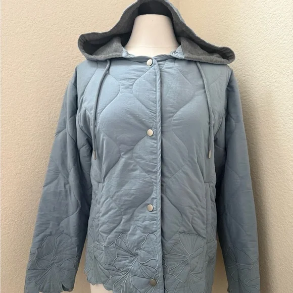 AVEC LES FILLES - Floral Embroidered Quilted Jacket - Size S - Picture 2 of 10